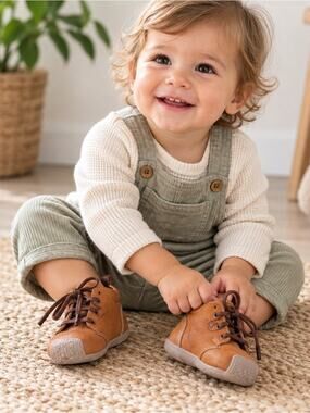 Audaz Brown Leather Baby Walker Shoes In Sz.3